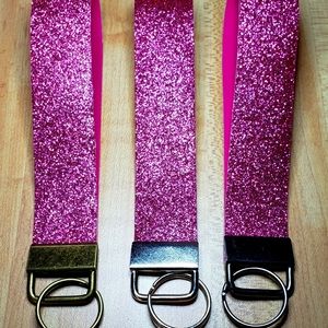 Pink Glitter Wristlet Keychain